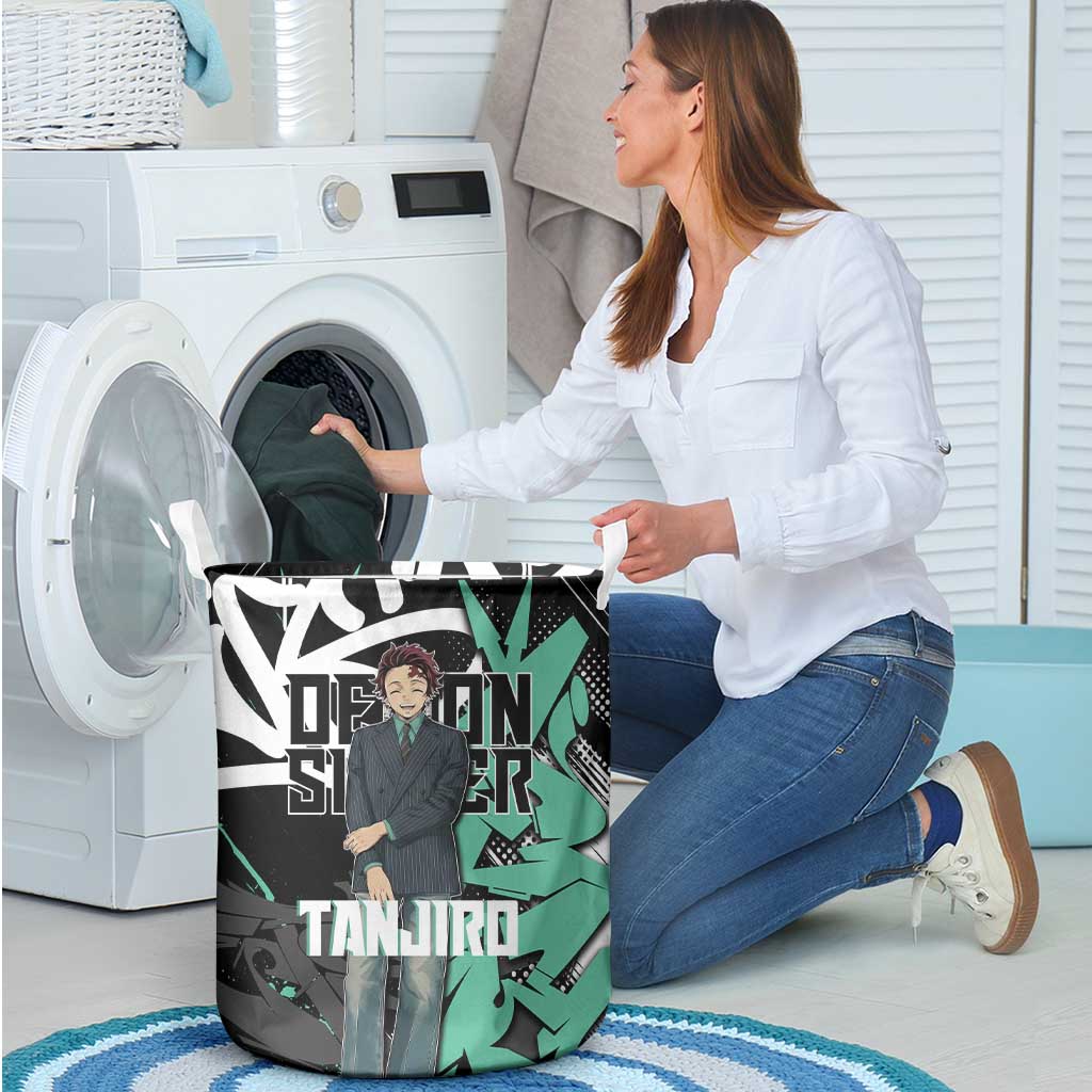 Kamado Tanjiro Demon Slayer Laundry Basket Black Graffiti Anime Graphic
