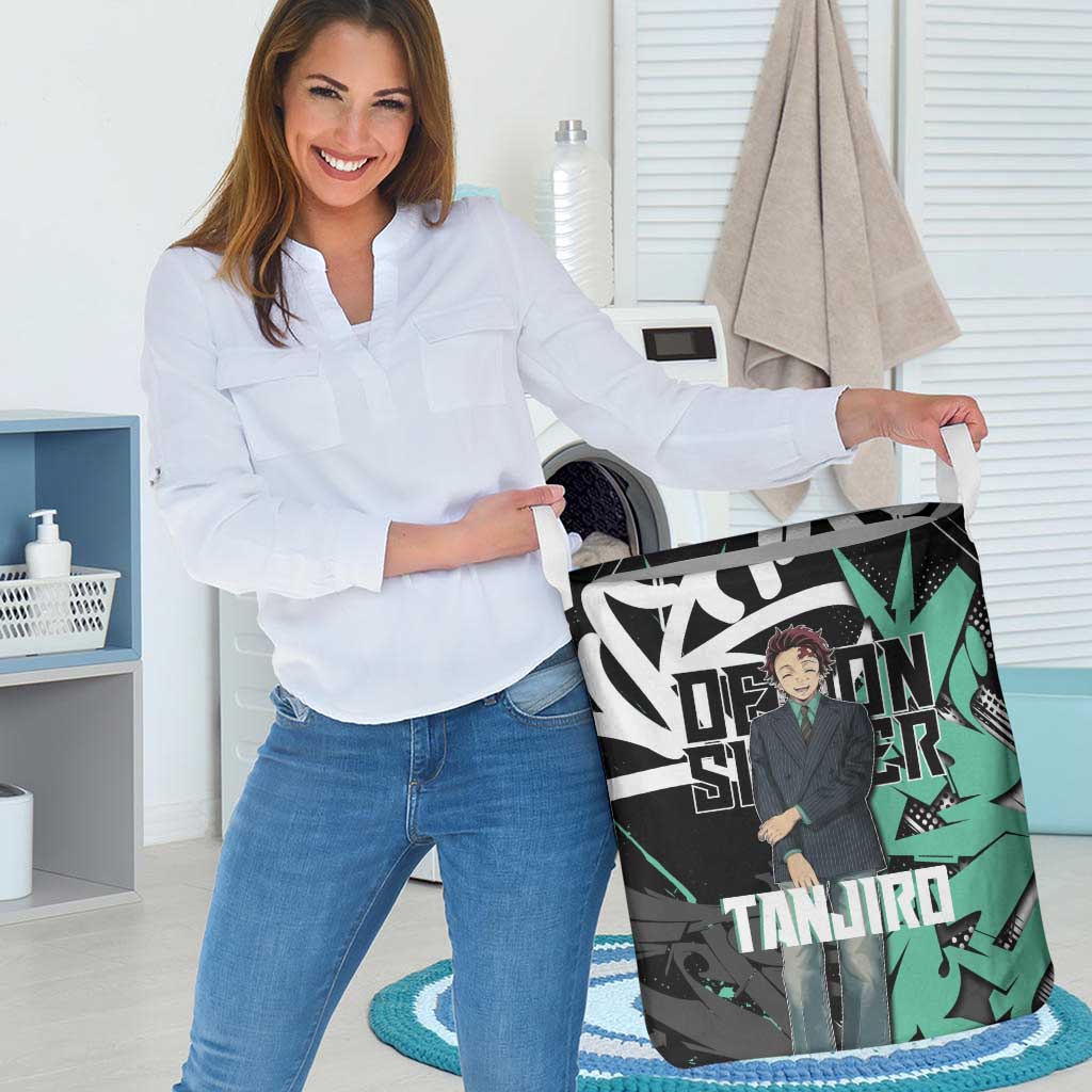 Kamado Tanjiro Demon Slayer Laundry Basket Black Graffiti Anime Graphic