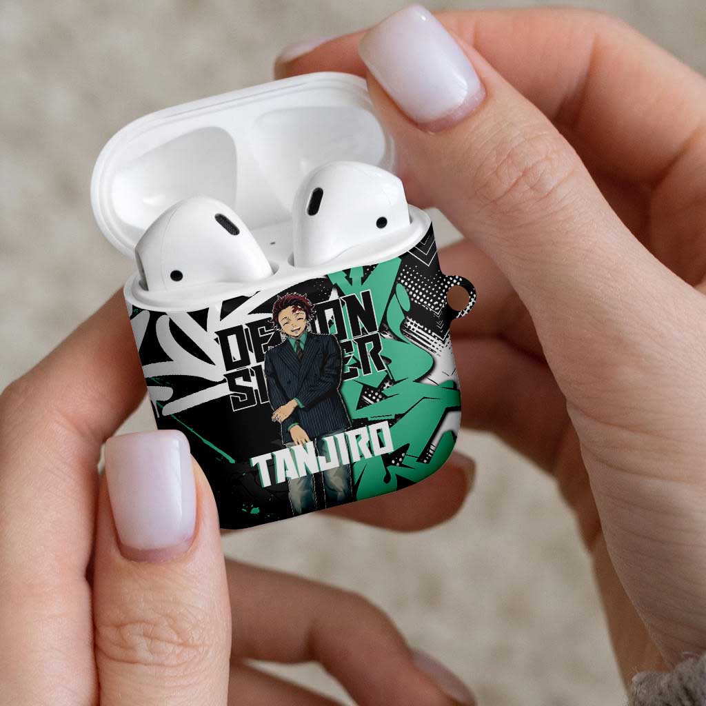 Kamado Tanjiro Demon Slayer AirPods Case Black Graffiti Anime Graphic