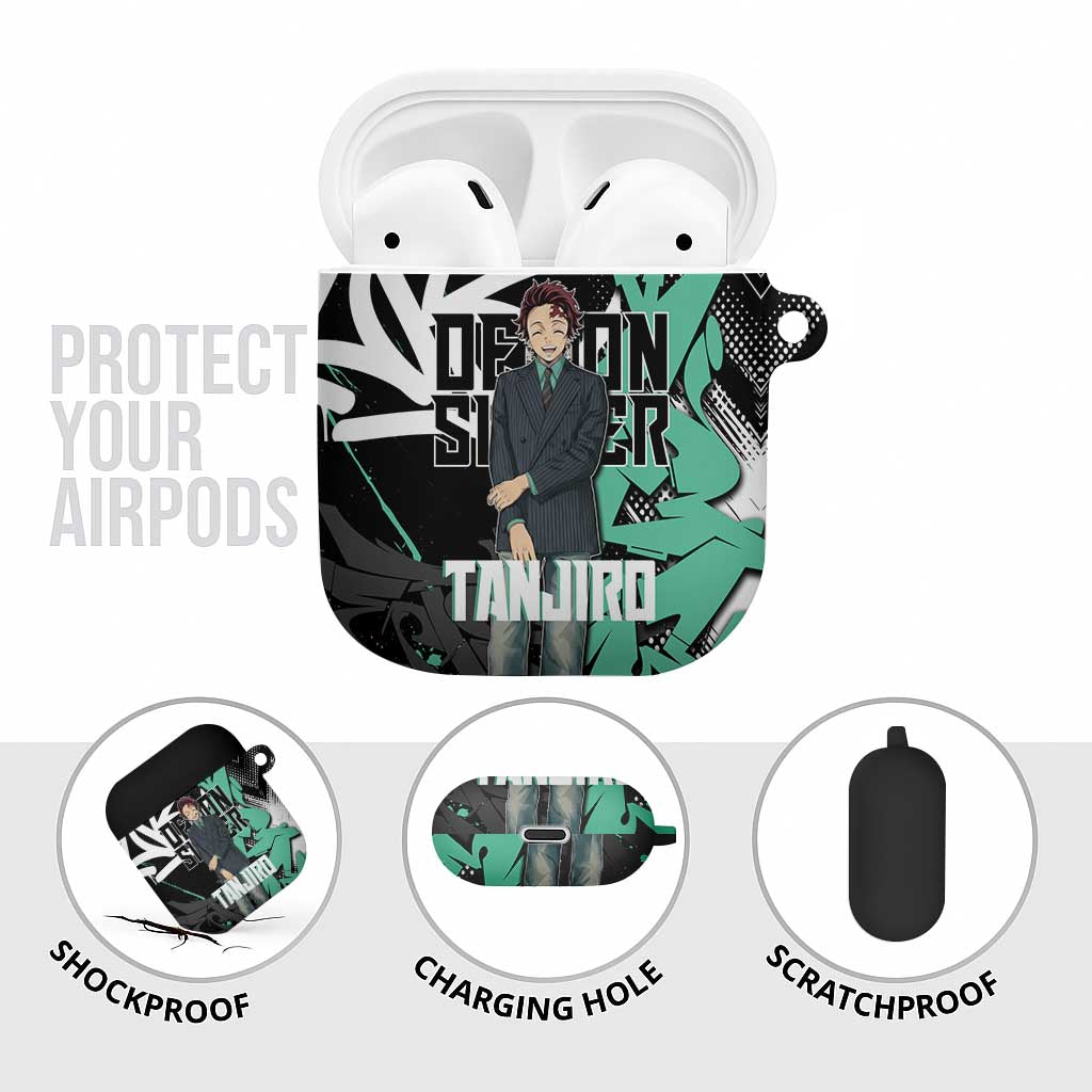 Kamado Tanjiro Demon Slayer AirPods Case Black Graffiti Anime Graphic