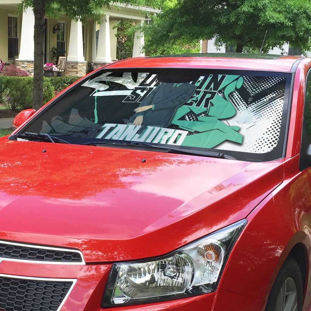 Kamado Tanjiro Demon Slayer Auto Sun Shade Black Graffiti Anime Graphic