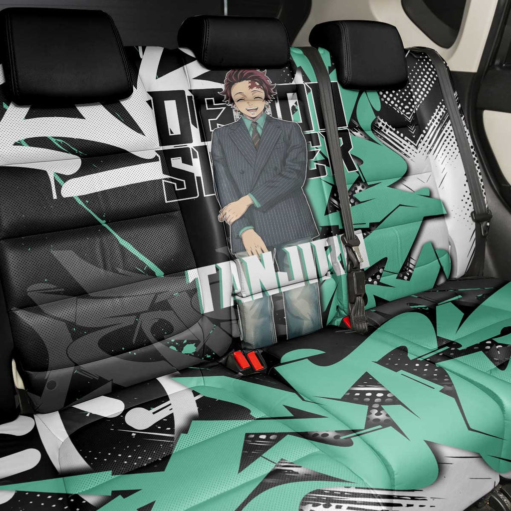 Kamado Tanjiro Demon Slayer Back Car Seat Cover Black Graffiti Anime Graphic