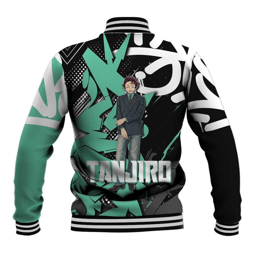 Kamado Tanjiro Demon Slayer Baseball Jacket Black Graffiti Anime Graphic