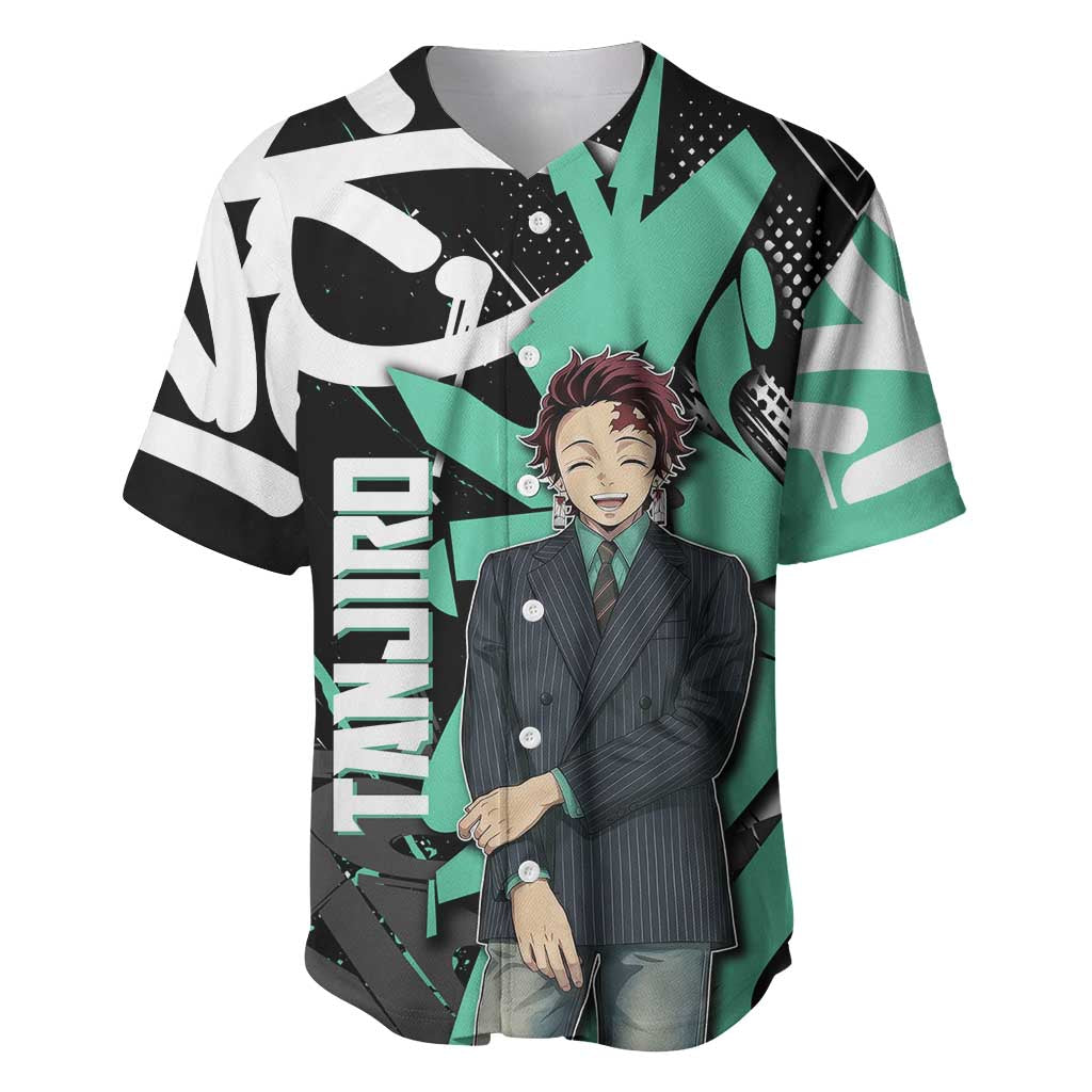 Kamado Tanjiro Demon Slayer Baseball Jersey Black Graffiti Anime Graphic