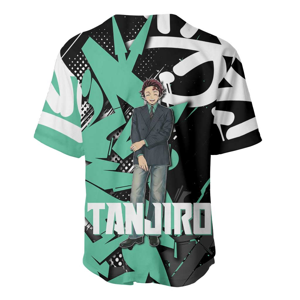 Kamado Tanjiro Demon Slayer Baseball Jersey Black Graffiti Anime Graphic
