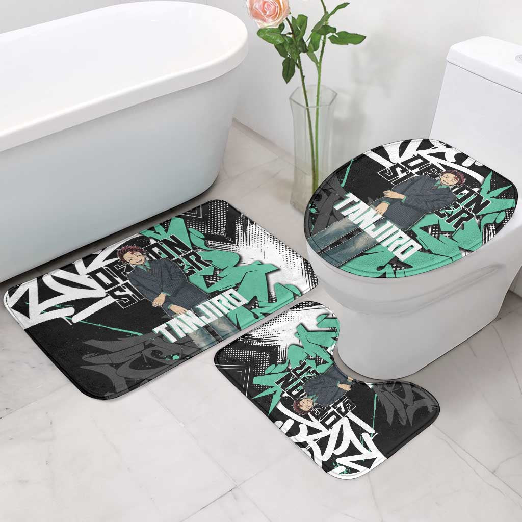 Kamado Tanjiro Demon Slayer Bathroom Set Black Graffiti Anime Graphic