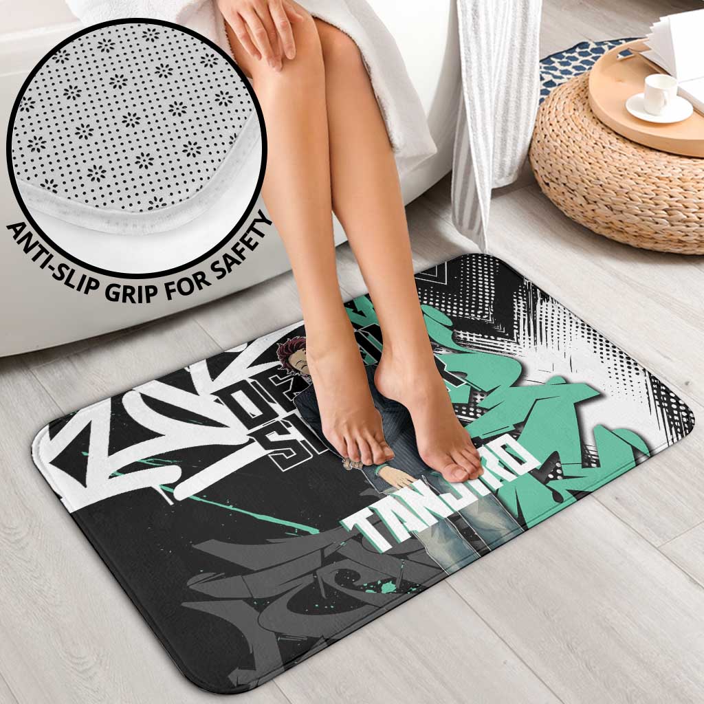 Kamado Tanjiro Demon Slayer Bathroom Set Black Graffiti Anime Graphic