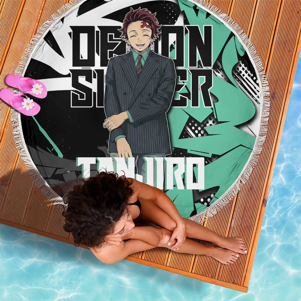 Kamado Tanjiro Demon Slayer Beach Blanket Black Graffiti Anime Graphic