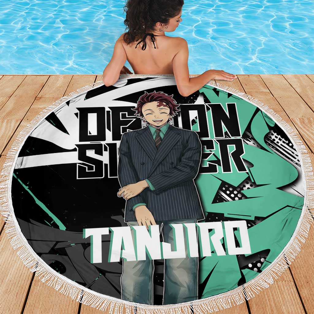 Kamado Tanjiro Demon Slayer Beach Blanket Black Graffiti Anime Graphic