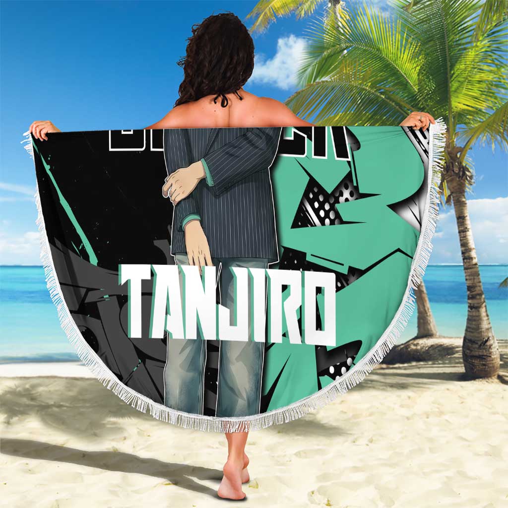 Kamado Tanjiro Demon Slayer Beach Blanket Black Graffiti Anime Graphic