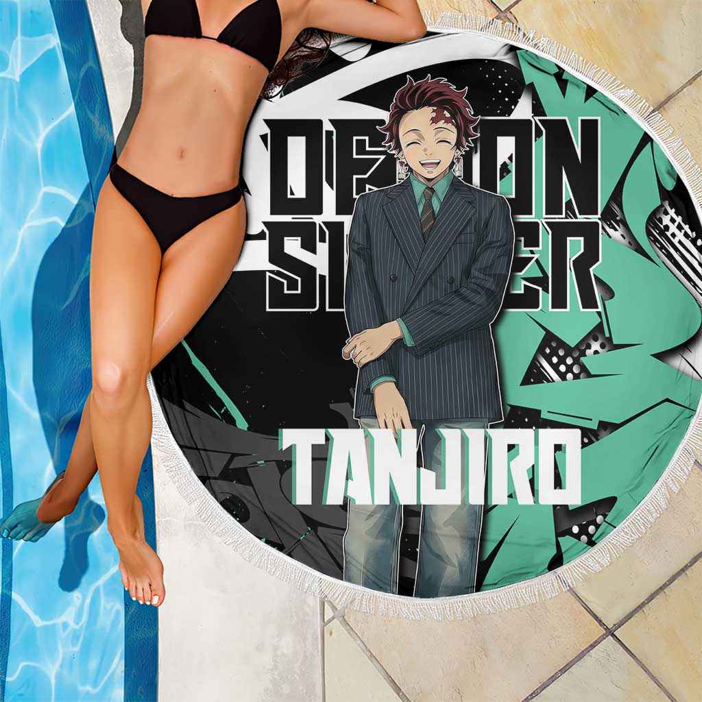 Kamado Tanjiro Demon Slayer Beach Blanket Black Graffiti Anime Graphic