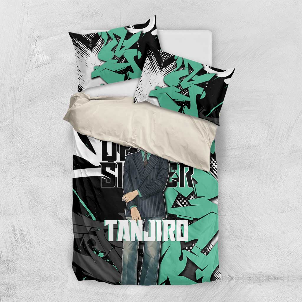 Kamado Tanjiro Demon Slayer Bedding Set Black Graffiti Anime Graphic
