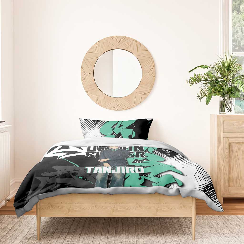 Kamado Tanjiro Demon Slayer Bedding Set Black Graffiti Anime Graphic