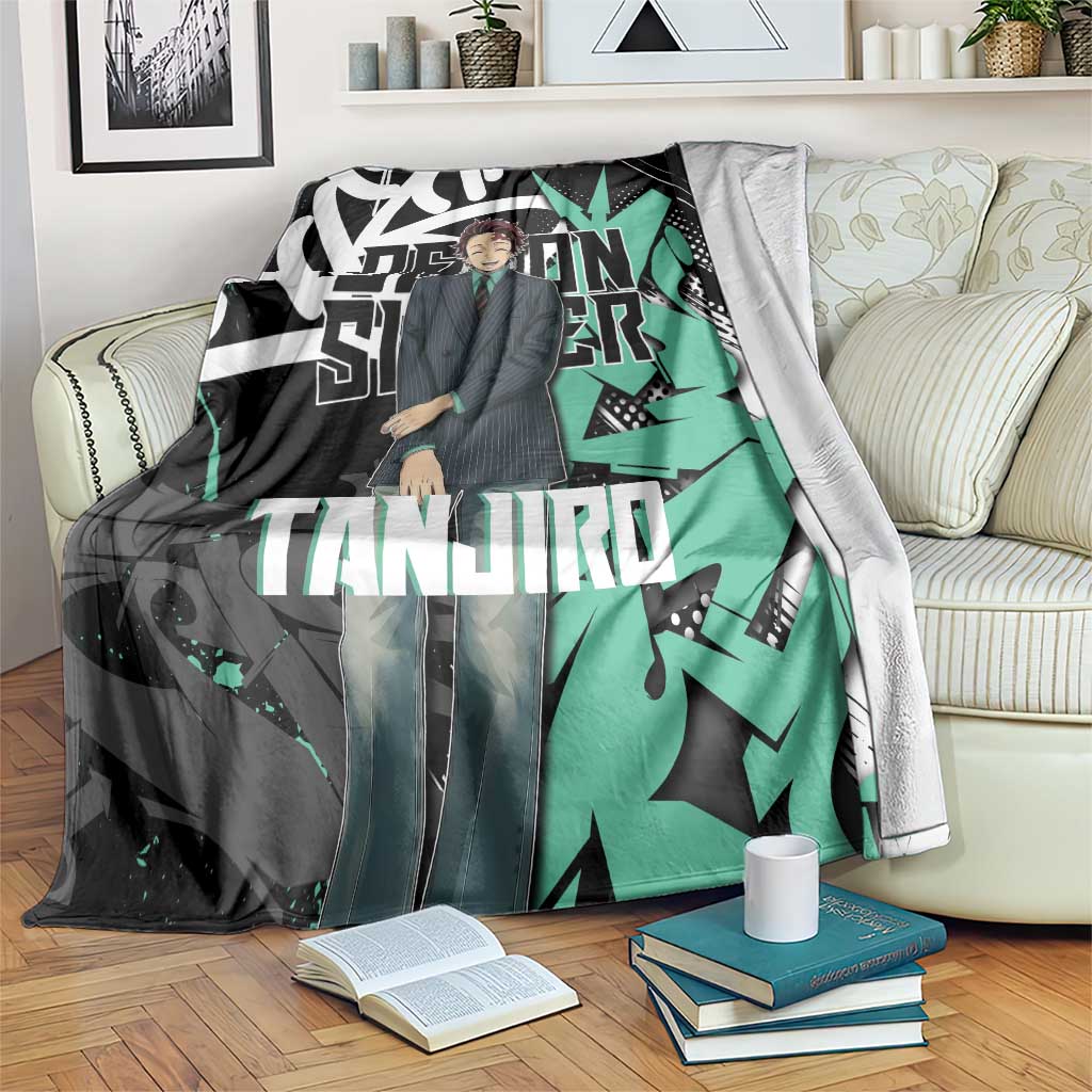 Kamado Tanjiro Demon Slayer Blanket Black Graffiti Anime Graphic