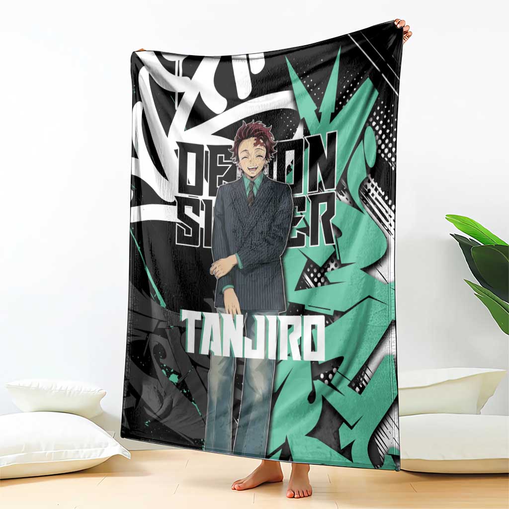 Kamado Tanjiro Demon Slayer Blanket Black Graffiti Anime Graphic