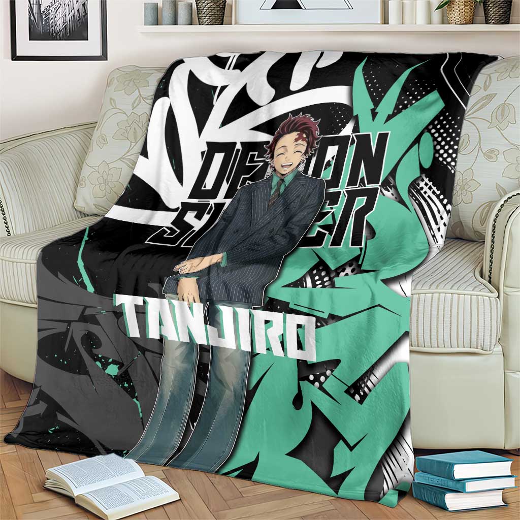 Kamado Tanjiro Demon Slayer Blanket Black Graffiti Anime Graphic