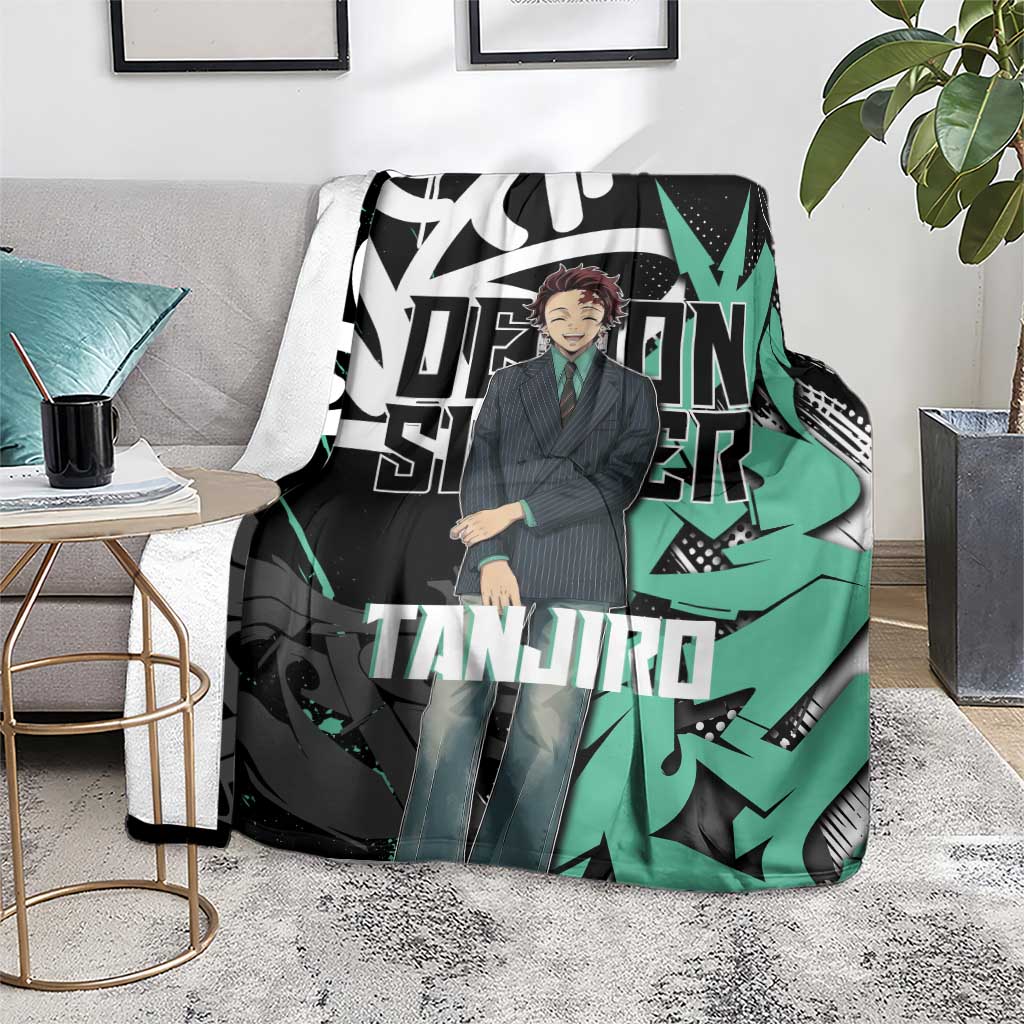Kamado Tanjiro Demon Slayer Blanket Black Graffiti Anime Graphic