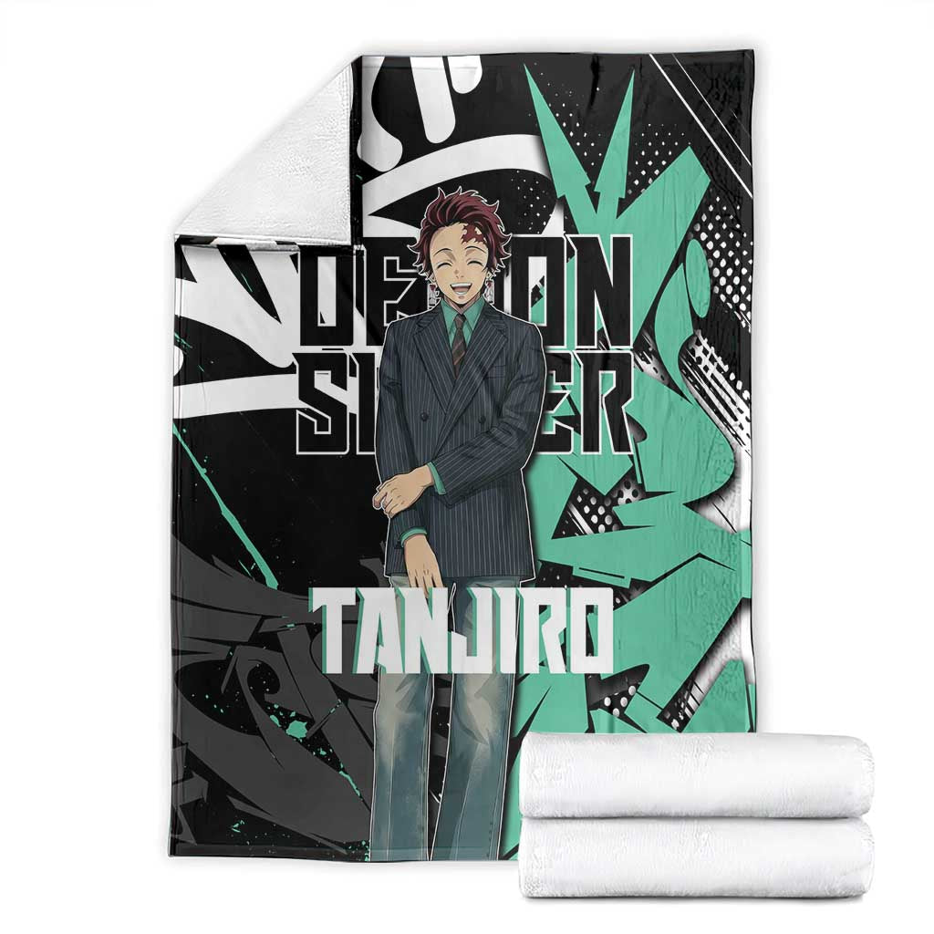 Kamado Tanjiro Demon Slayer Blanket Black Graffiti Anime Graphic