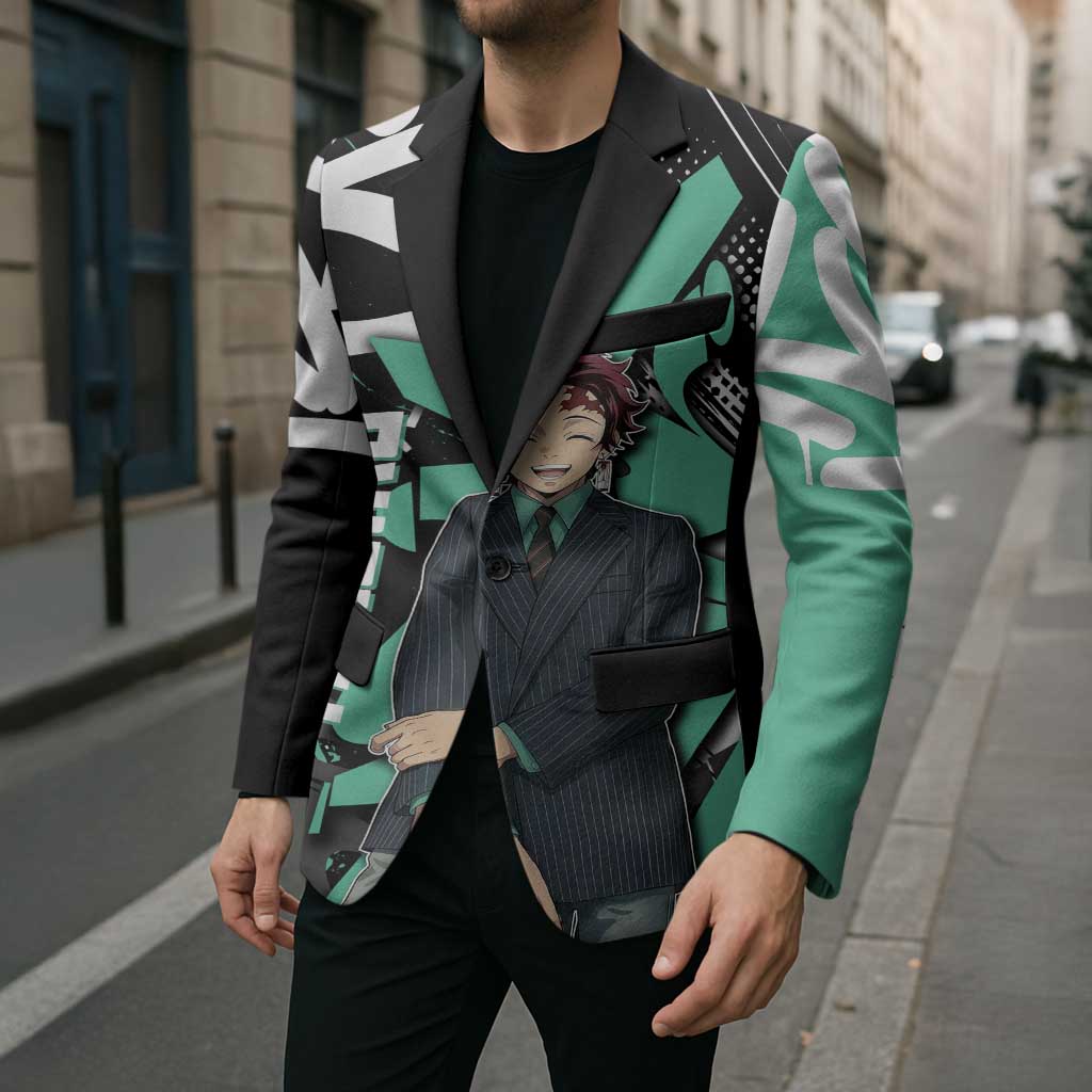 Kamado Tanjiro Demon Slayer Blazer Black Graffiti Anime Graphic