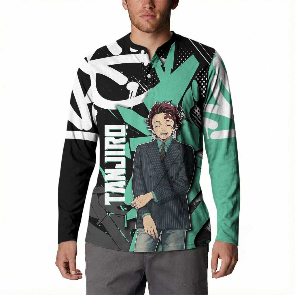 Kamado Tanjiro Demon Slayer Button Sweatshirt Black Graffiti Anime Graphic