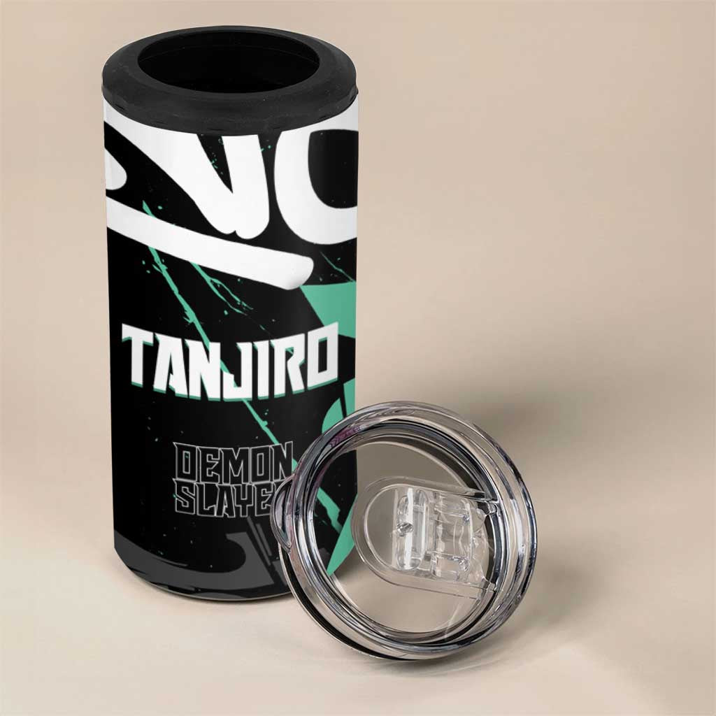 Kamado Tanjiro Demon Slayer 4 in 1 Can Cooler Tumbler Black Graffiti Anime Graphic