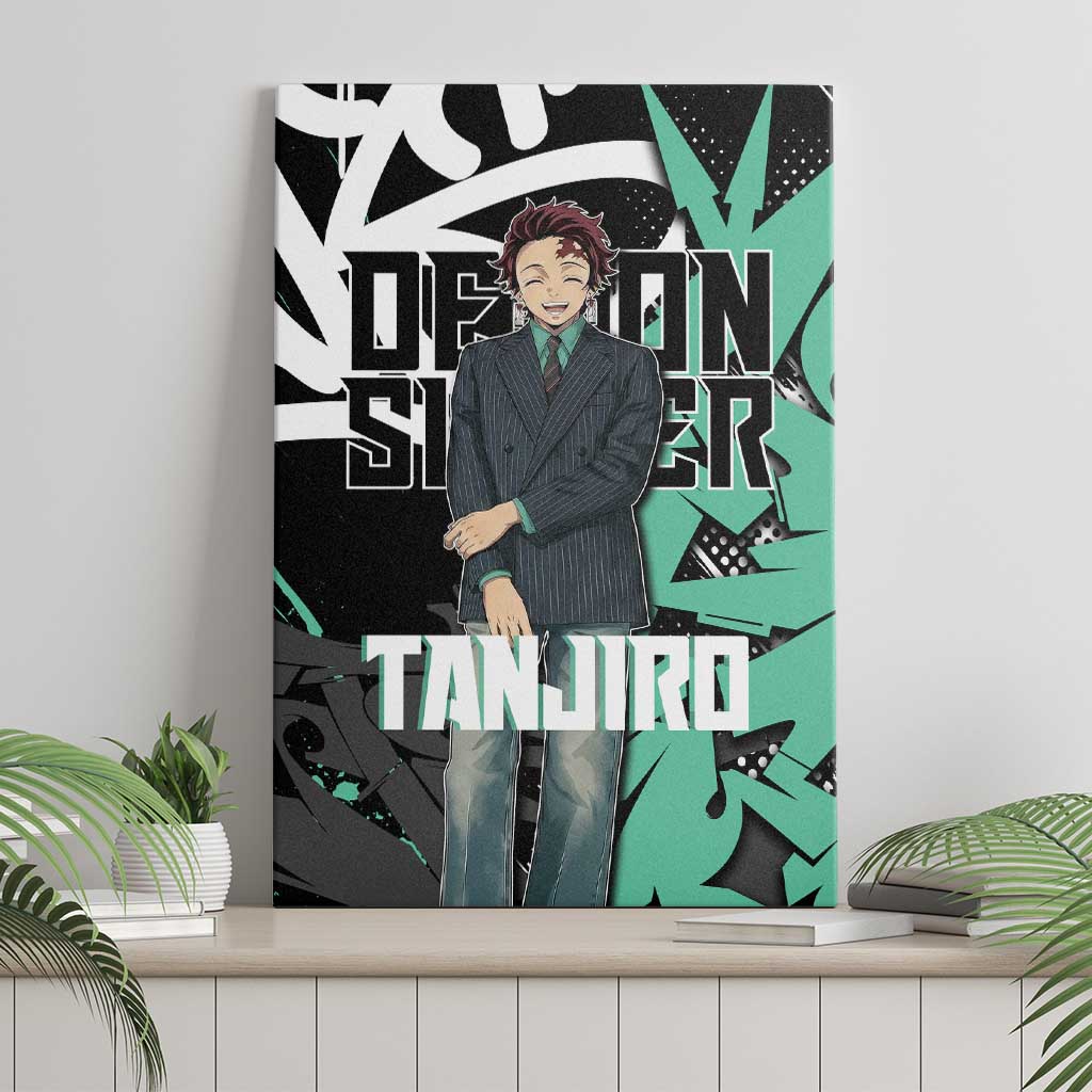Kamado Tanjiro Demon Slayer Canvas Wall Art Black Graffiti Anime Graphic