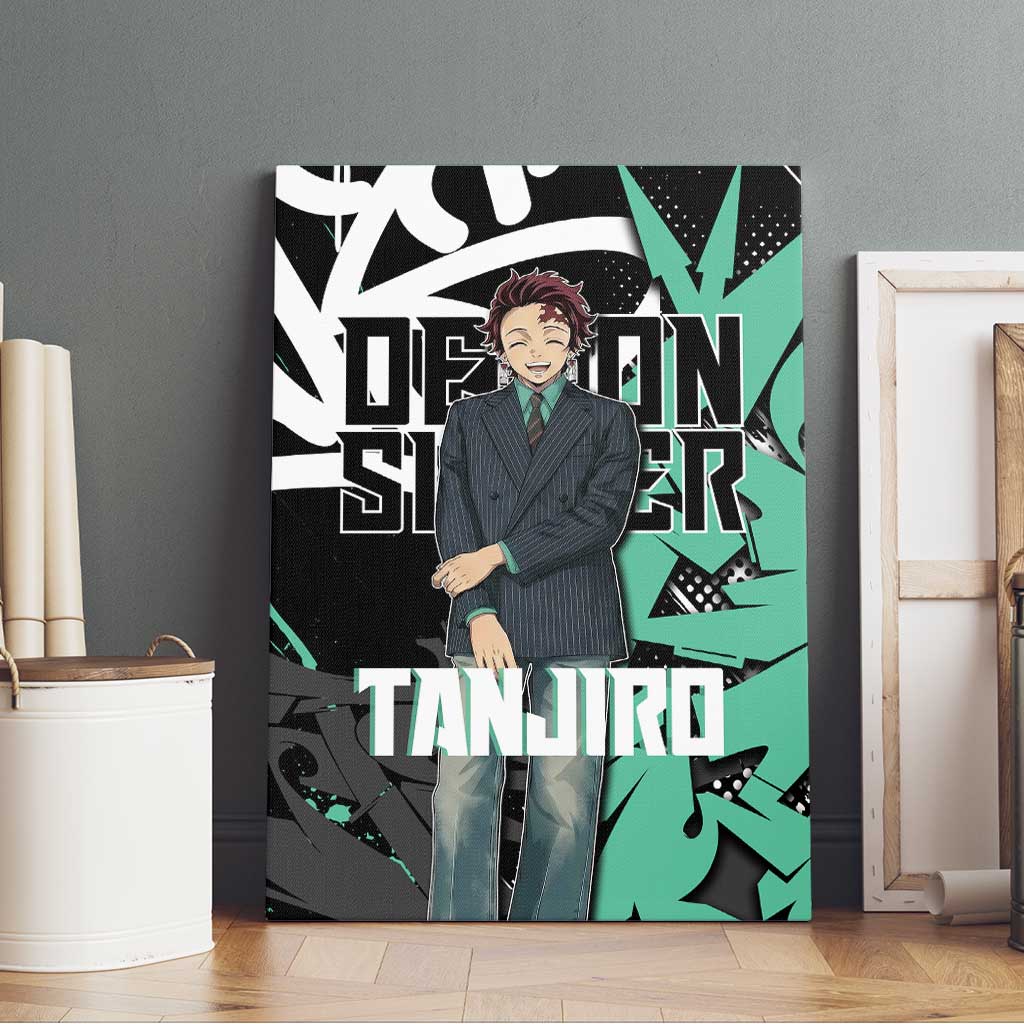 Kamado Tanjiro Demon Slayer Canvas Wall Art Black Graffiti Anime Graphic