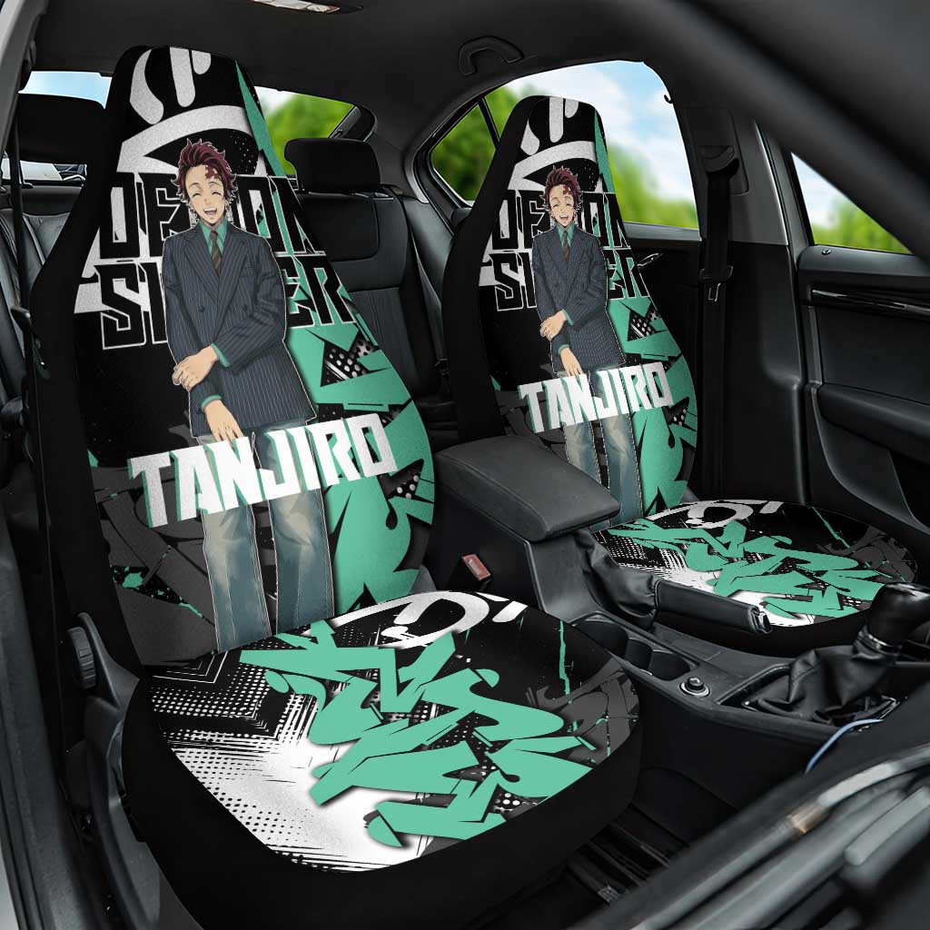 Kamado Tanjiro Demon Slayer Car Seat Cover Black Graffiti Anime Graphic