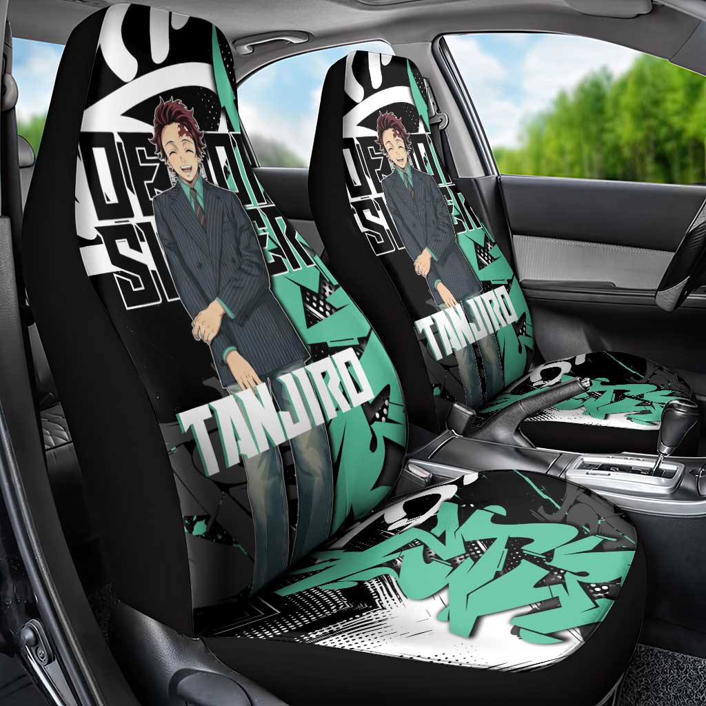 Kamado Tanjiro Demon Slayer Car Seat Cover Black Graffiti Anime Graphic