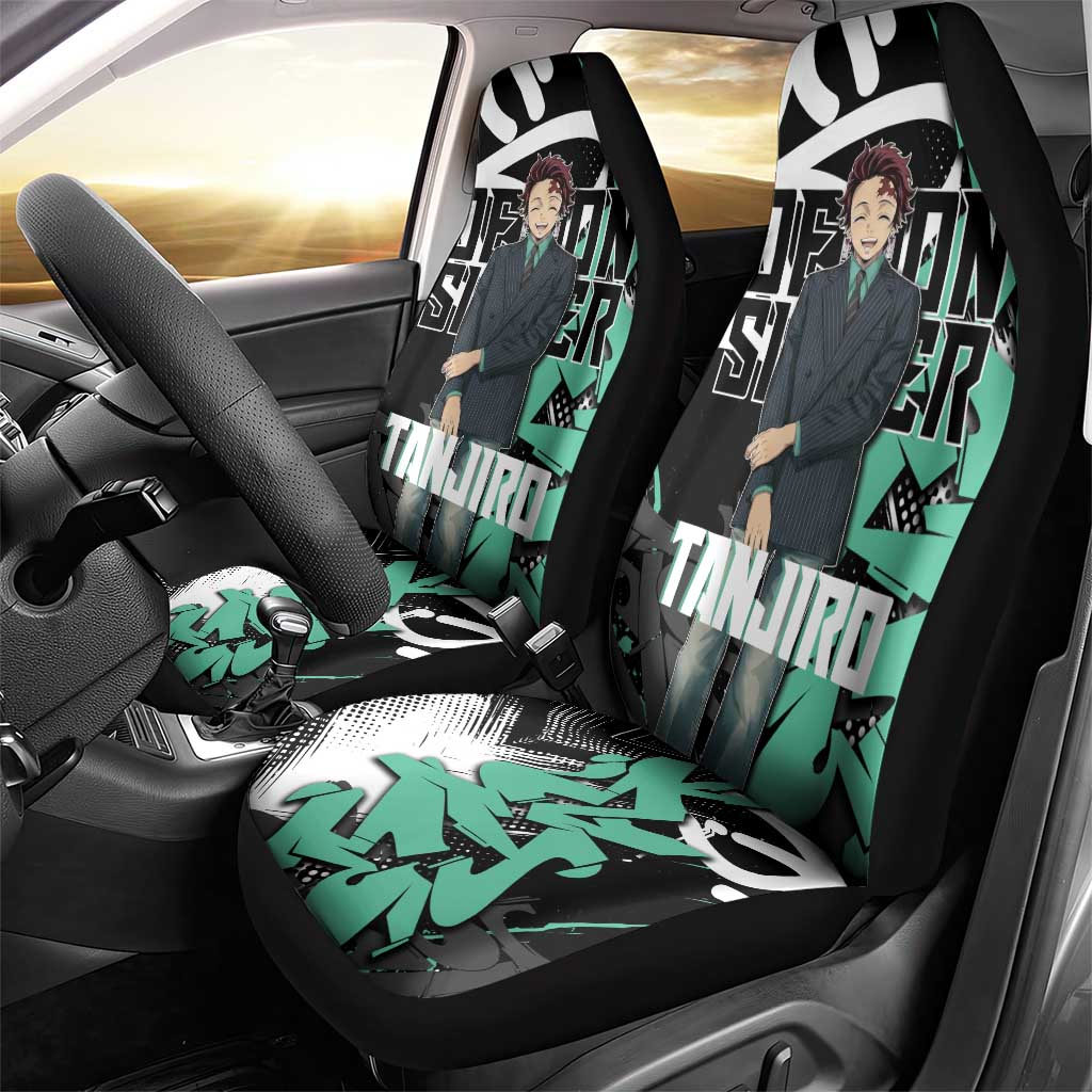 Kamado Tanjiro Demon Slayer Car Seat Cover Black Graffiti Anime Graphic
