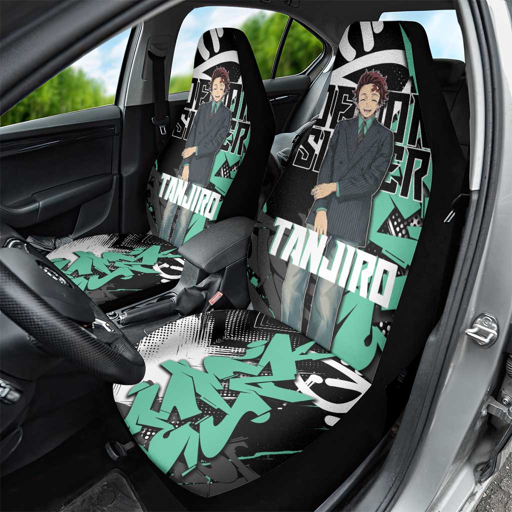 Kamado Tanjiro Demon Slayer Car Seat Cover Black Graffiti Anime Graphic