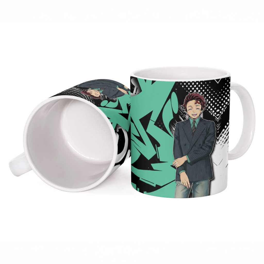 Kamado Tanjiro Demon Slayer Ceramic Mug Black Graffiti Anime Graphic