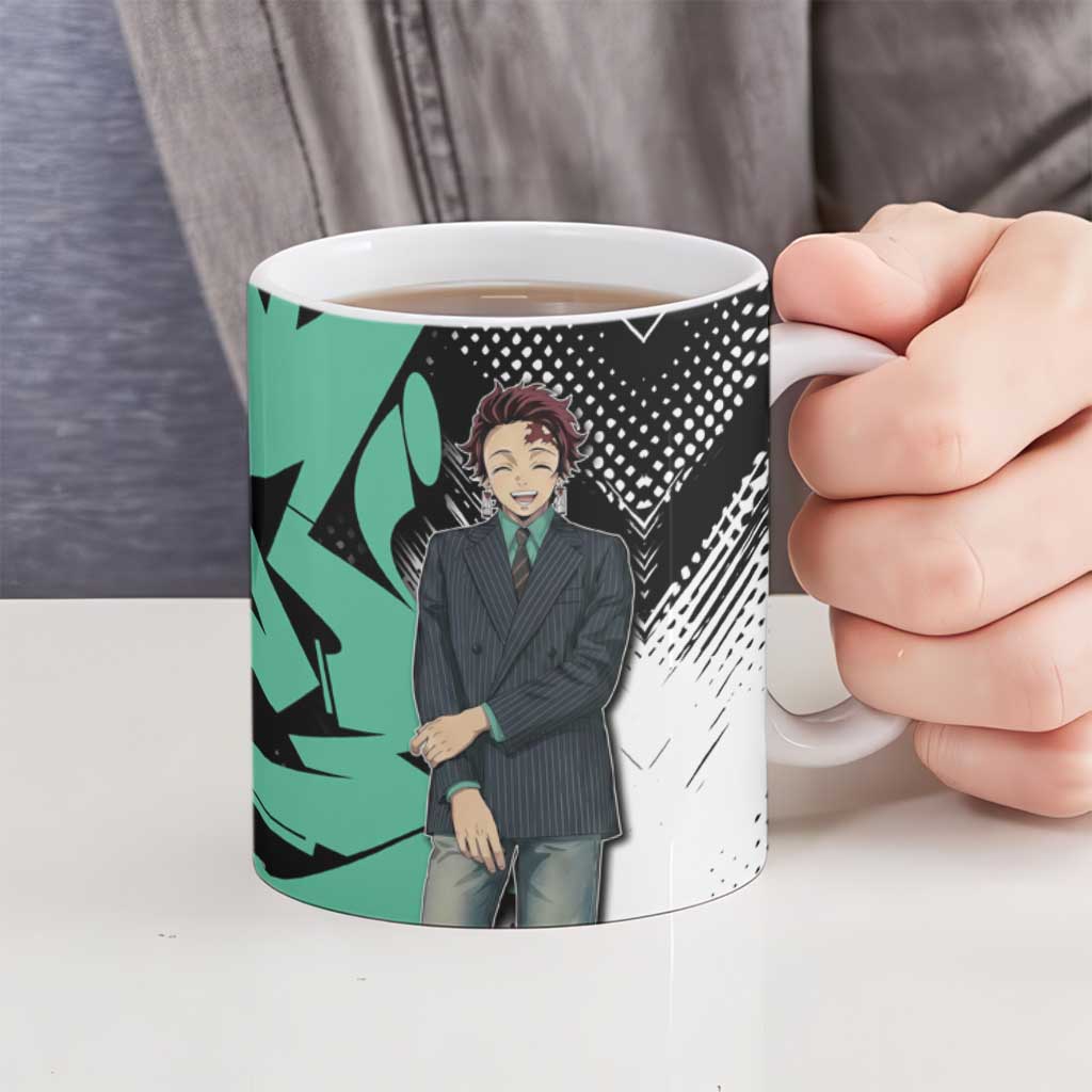 Kamado Tanjiro Demon Slayer Ceramic Mug Black Graffiti Anime Graphic