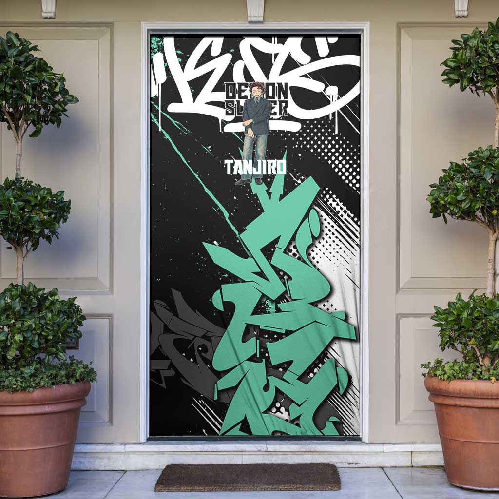 Kamado Tanjiro Demon Slayer Door Cover Black Graffiti Anime Graphic