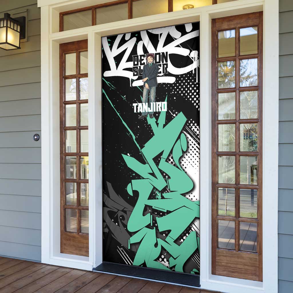 Kamado Tanjiro Demon Slayer Door Cover Black Graffiti Anime Graphic