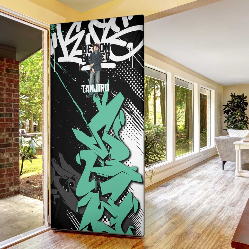 Kamado Tanjiro Demon Slayer Door Cover Black Graffiti Anime Graphic