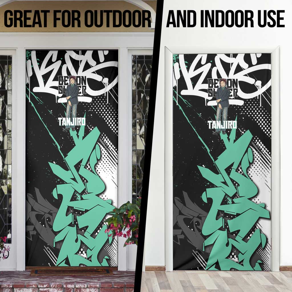 Kamado Tanjiro Demon Slayer Door Cover Black Graffiti Anime Graphic