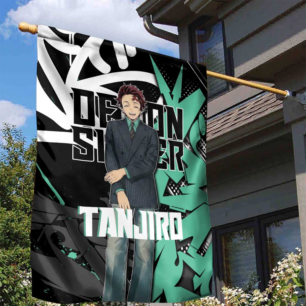 Kamado Tanjiro Demon Slayer Garden Flag Black Graffiti Anime Graphic