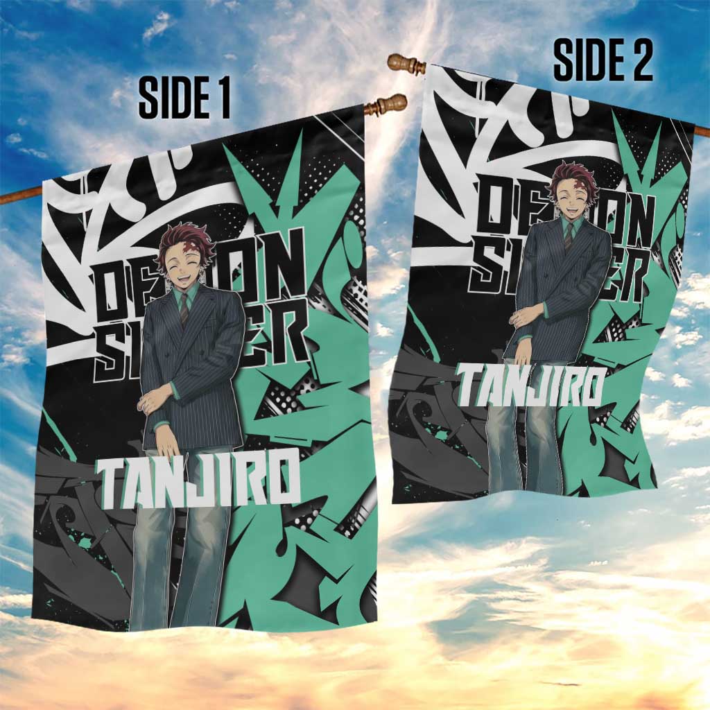 Kamado Tanjiro Demon Slayer Garden Flag Black Graffiti Anime Graphic