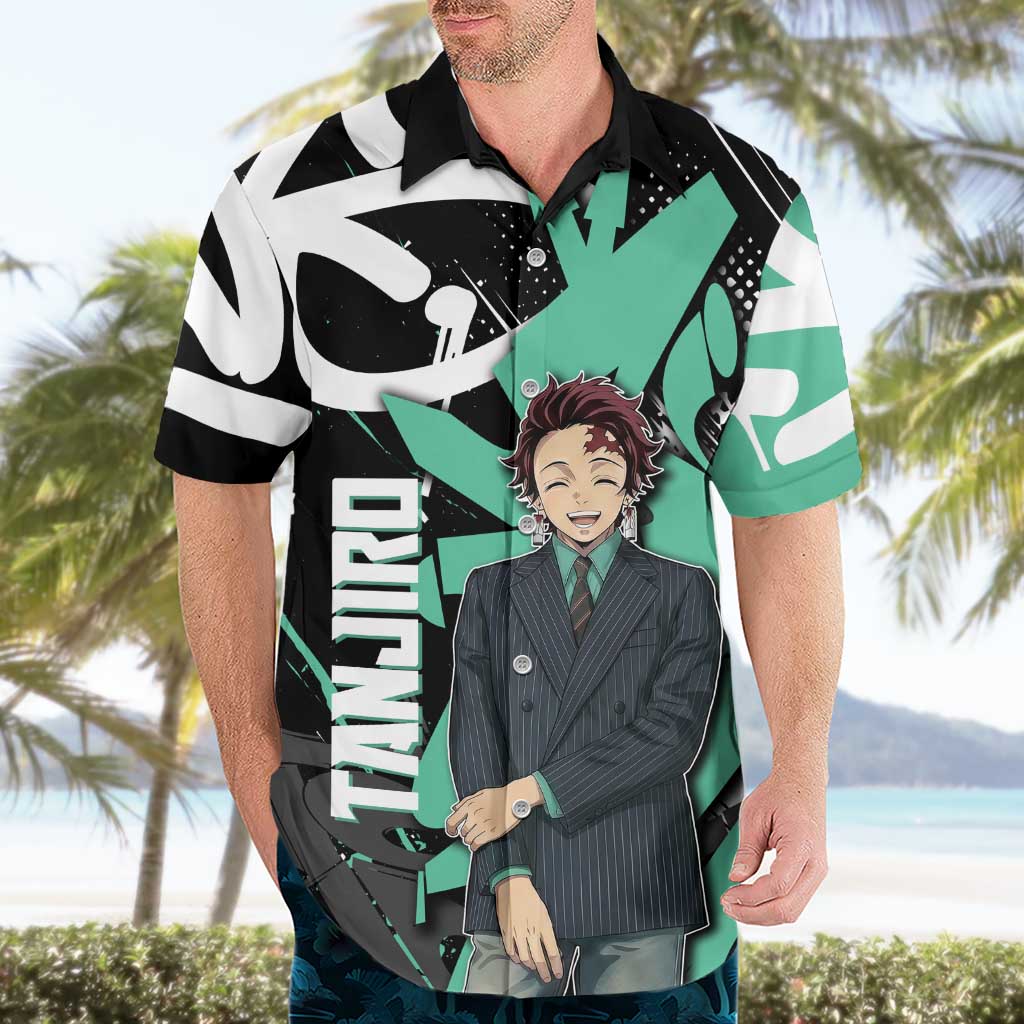 Kamado Tanjiro Demon Slayer Hawaiian Shirt Black Graffiti Anime Graphic