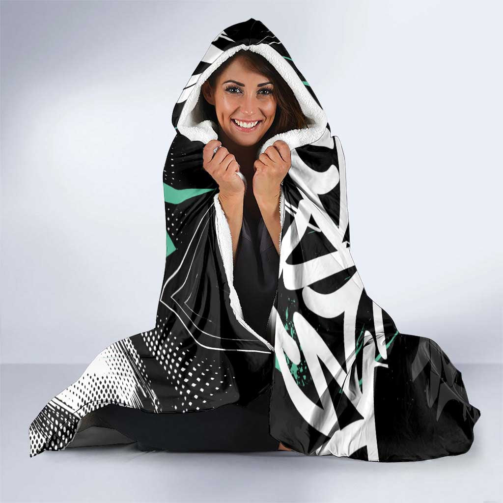 Kamado Tanjiro Demon Slayer Hooded Blanket Black Graffiti Anime Graphic