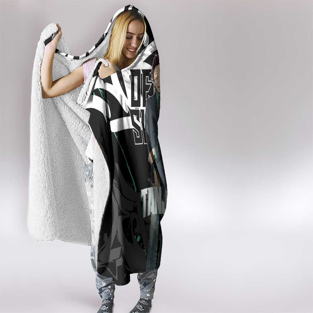 Kamado Tanjiro Demon Slayer Hooded Blanket Black Graffiti Anime Graphic