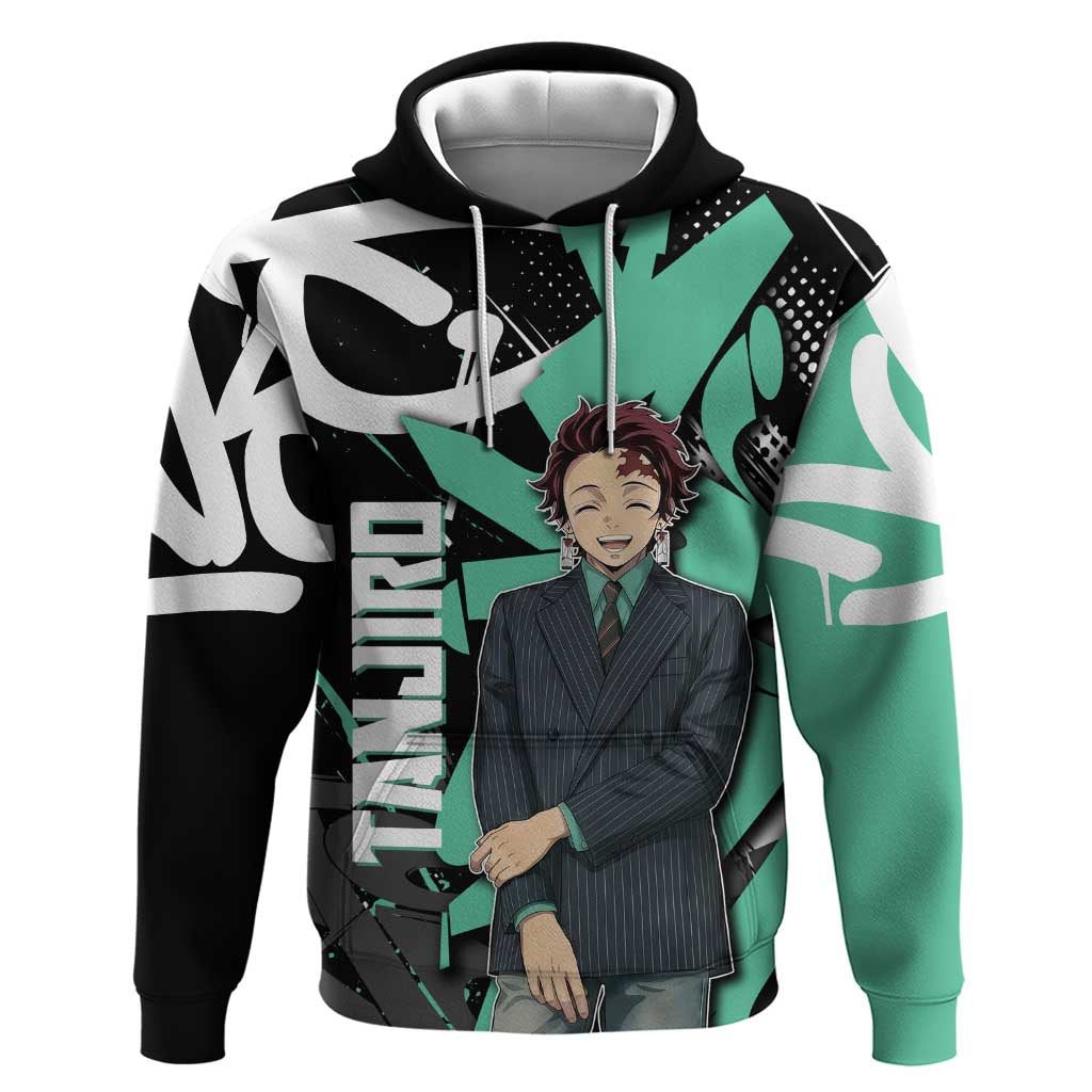 Kamado Tanjiro Demon Slayer Hoodie Black Graffiti Anime Graphic