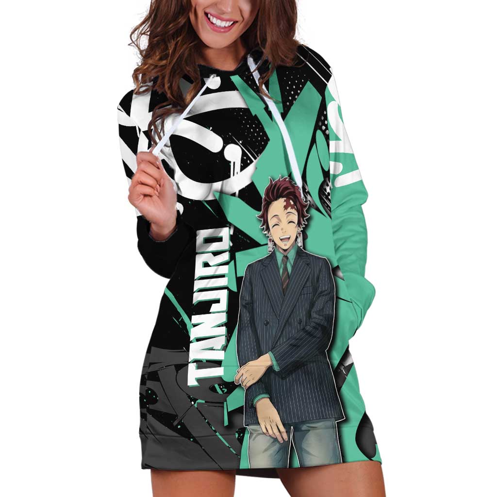 Kamado Tanjiro Demon Slayer Hoodie Dress Black Graffiti Anime Graphic