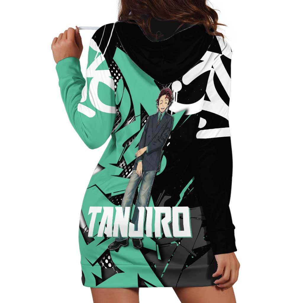 Kamado Tanjiro Demon Slayer Hoodie Dress Black Graffiti Anime Graphic