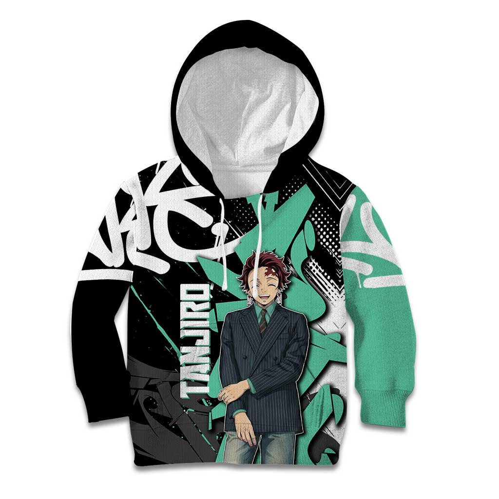 Kamado Tanjiro Demon Slayer Kid Hoodie Black Graffiti Anime Graphic