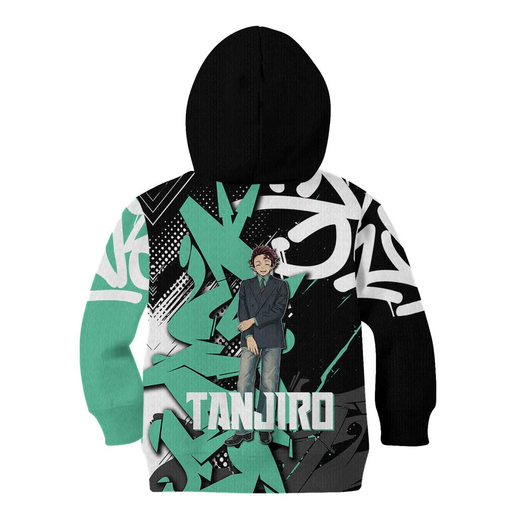 Kamado Tanjiro Demon Slayer Kid Hoodie Black Graffiti Anime Graphic