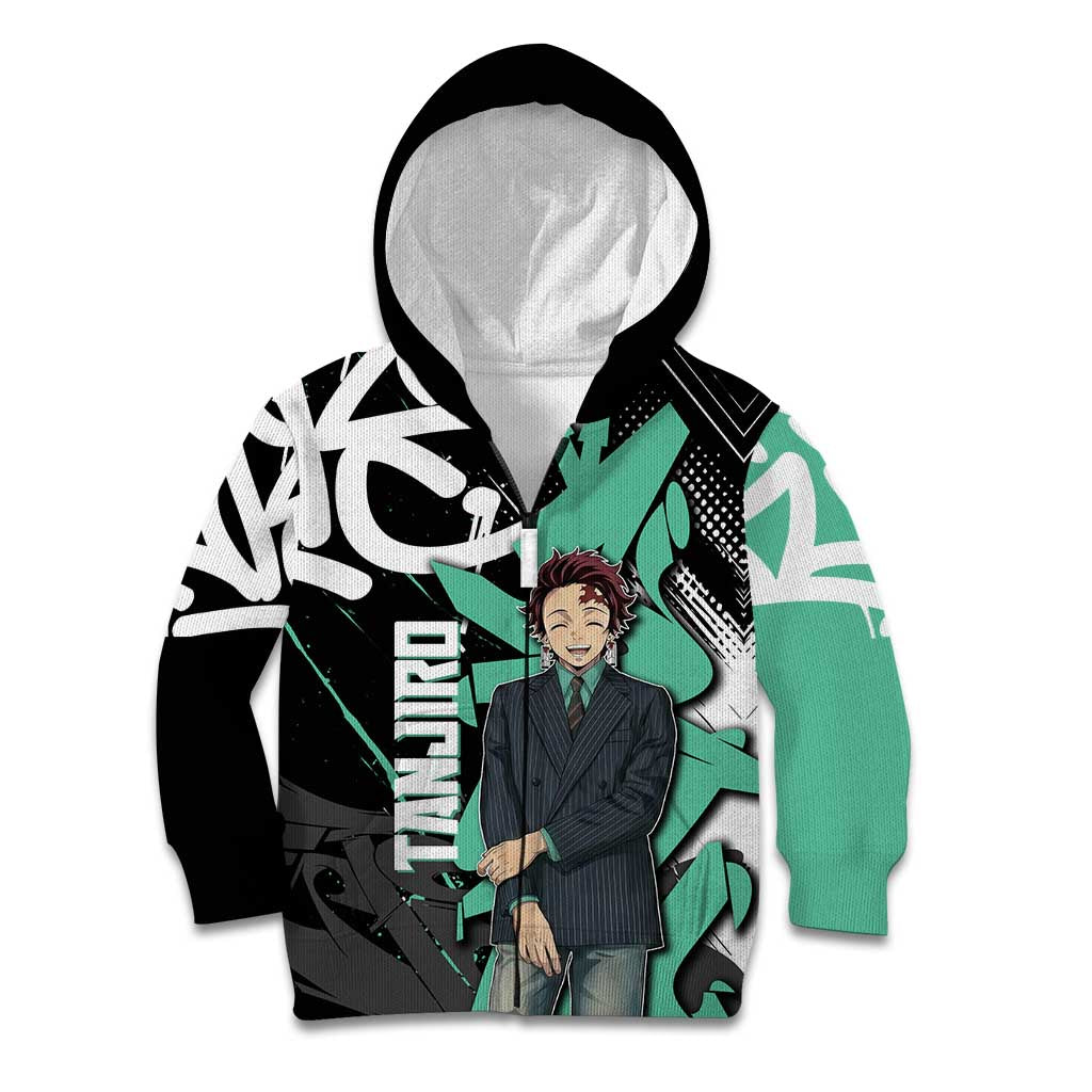 Kamado Tanjiro Demon Slayer Kid Hoodie Black Graffiti Anime Graphic