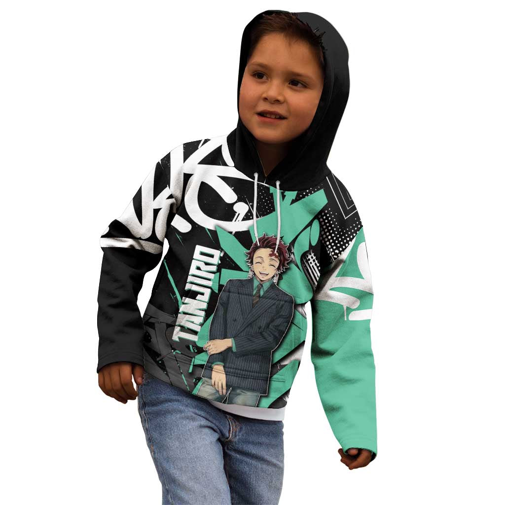 Kamado Tanjiro Demon Slayer Kid Hoodie Black Graffiti Anime Graphic