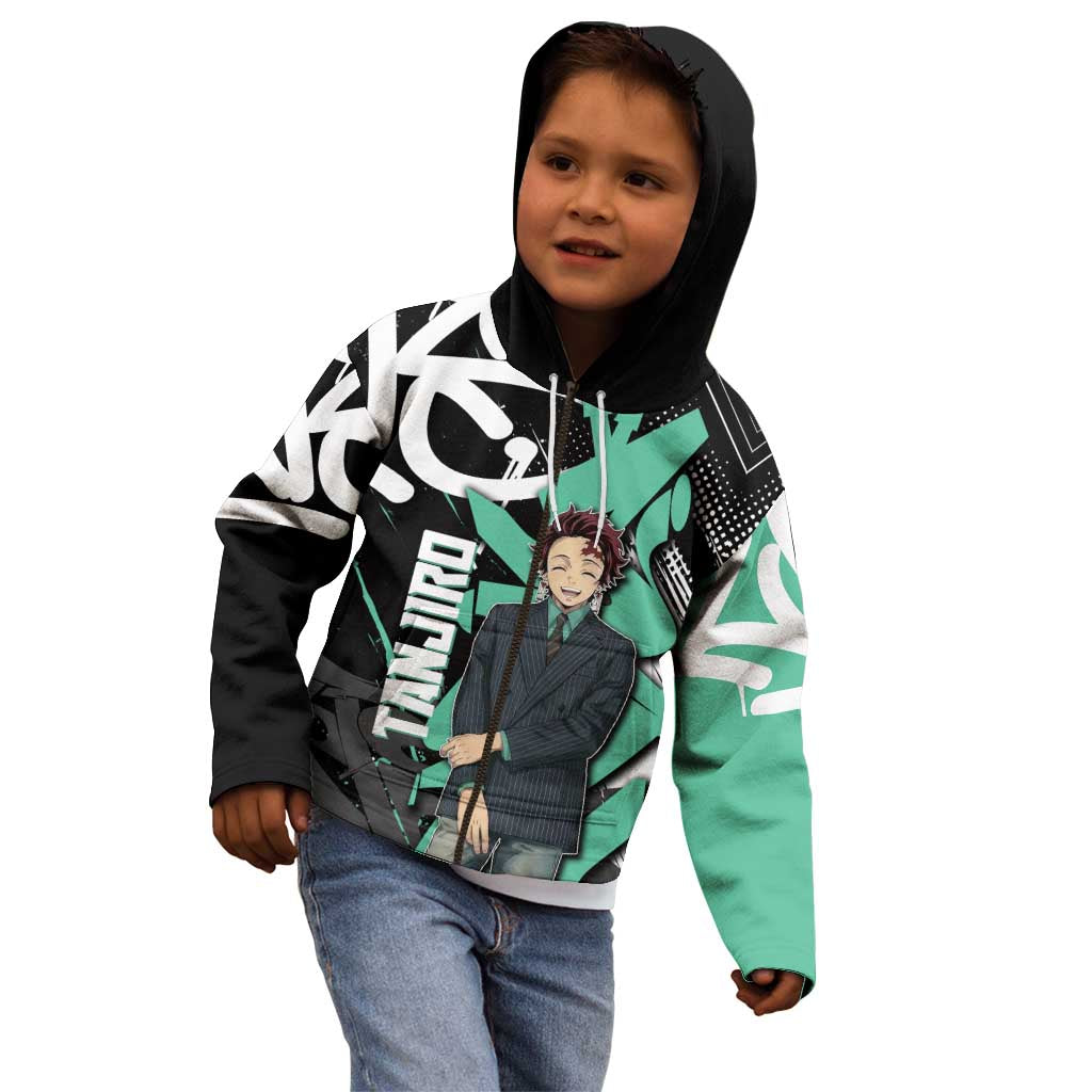 Kamado Tanjiro Demon Slayer Kid Hoodie Black Graffiti Anime Graphic